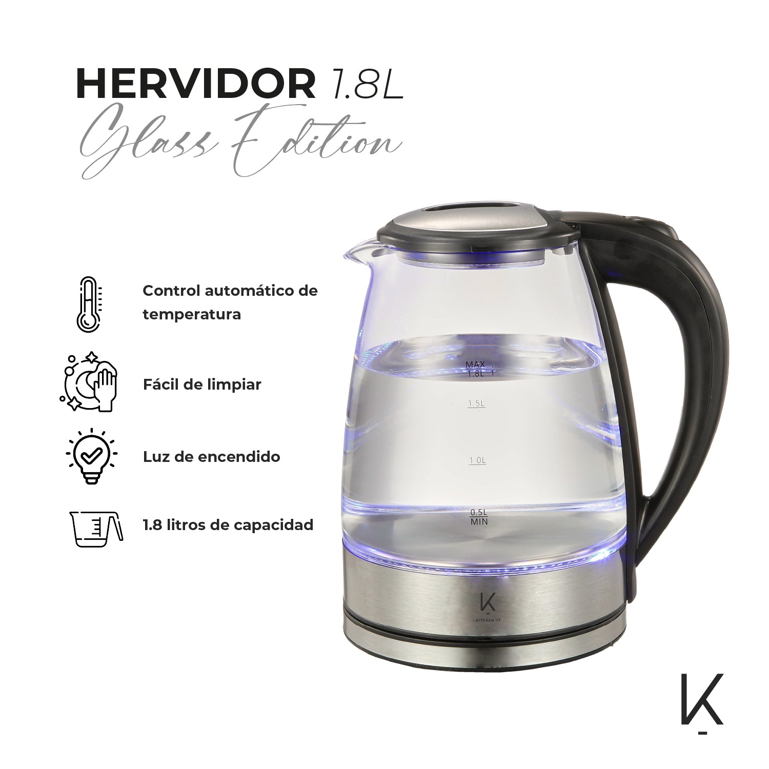Hervidor de vidrio 1.8L Glass Edition