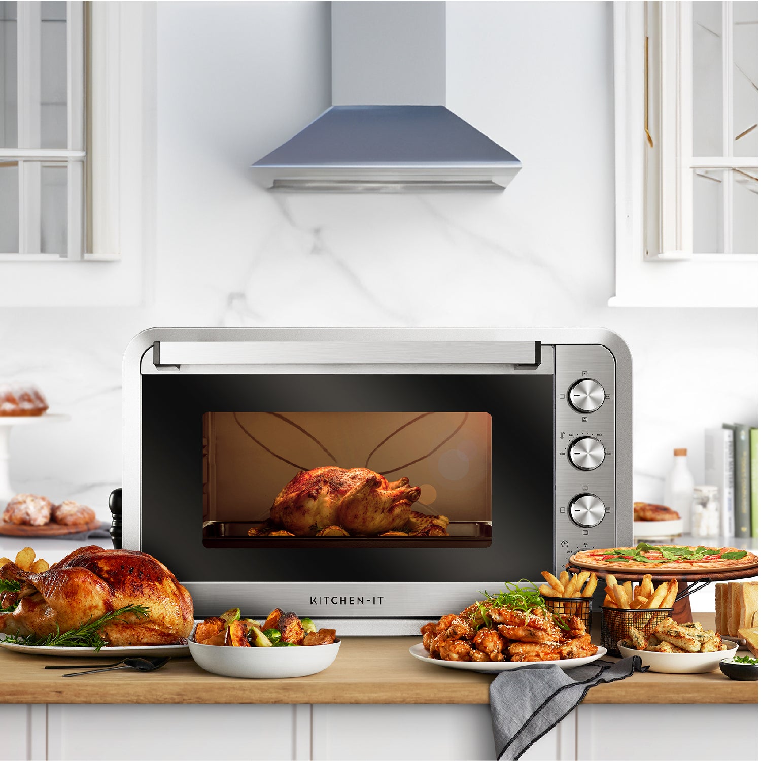 Horno Eléctrico 100L Silver Series + Puerta doble vidrio, Convección y Spiedo