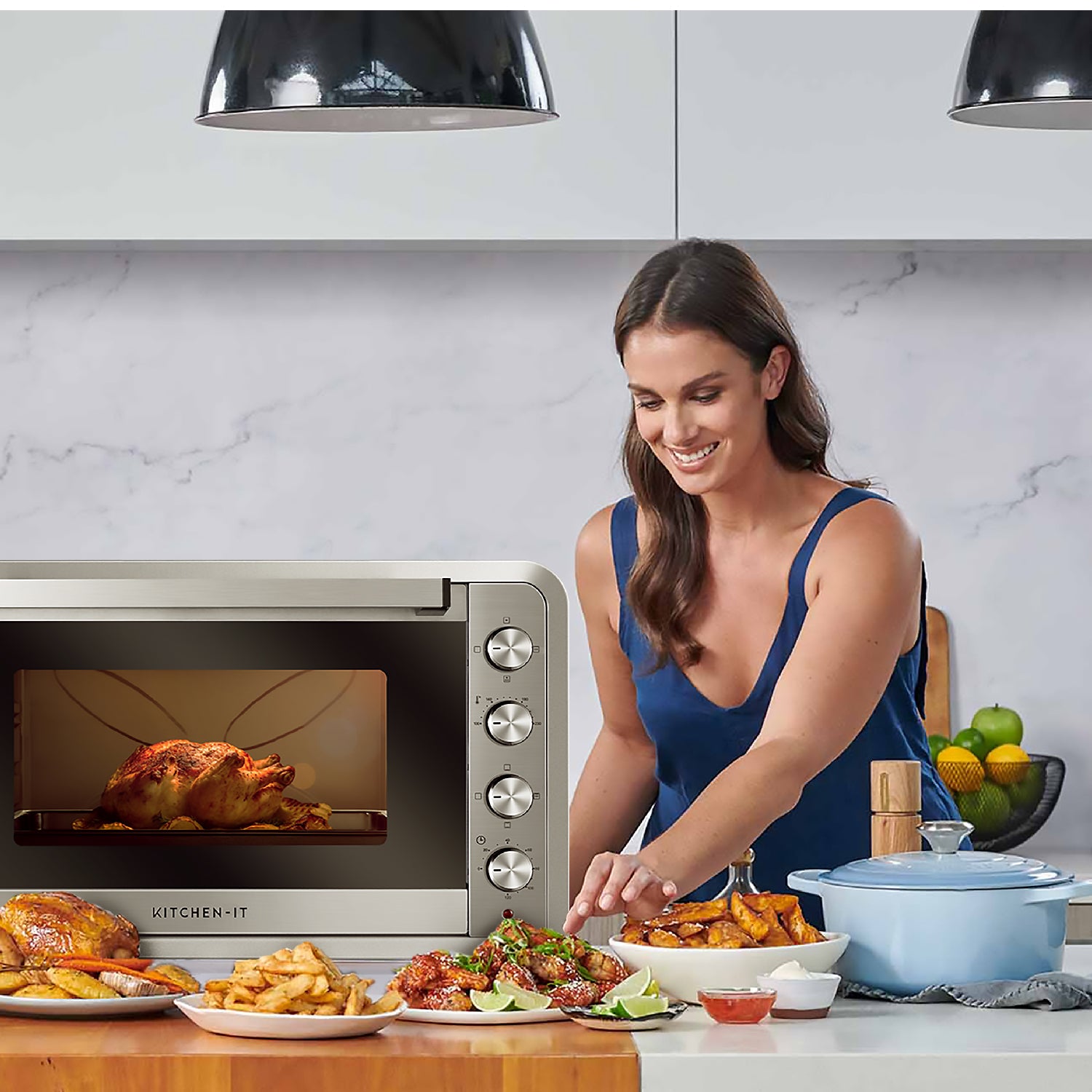 Horno Eléctrico 100L Silver Series + Puerta doble vidrio, Convección y Spiedo