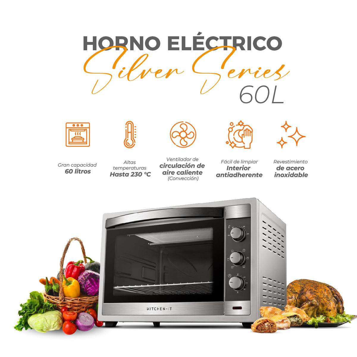 Horno Eléctrico 60L Silver Series