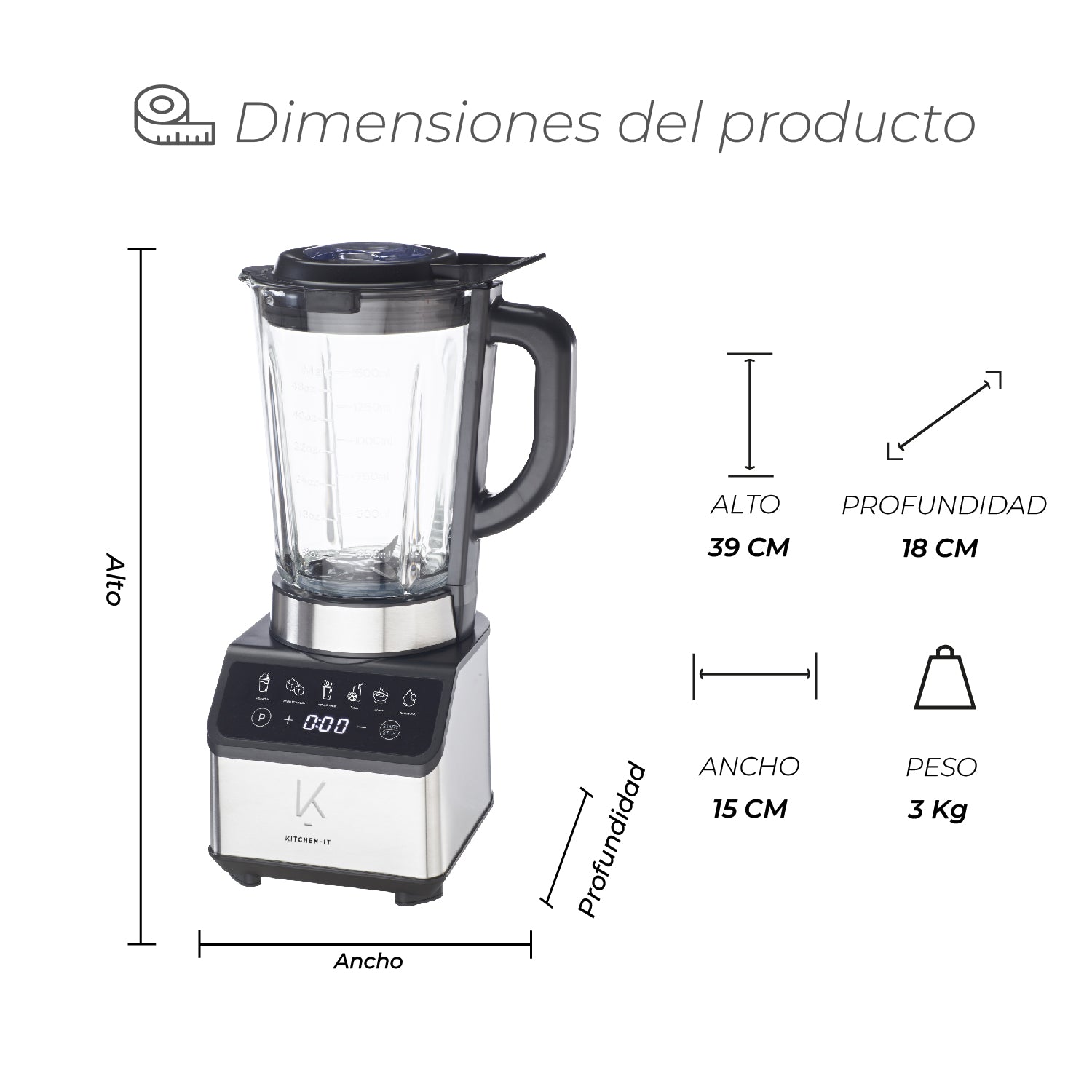 Licuadora 1200W 10 Velocidades Smart System