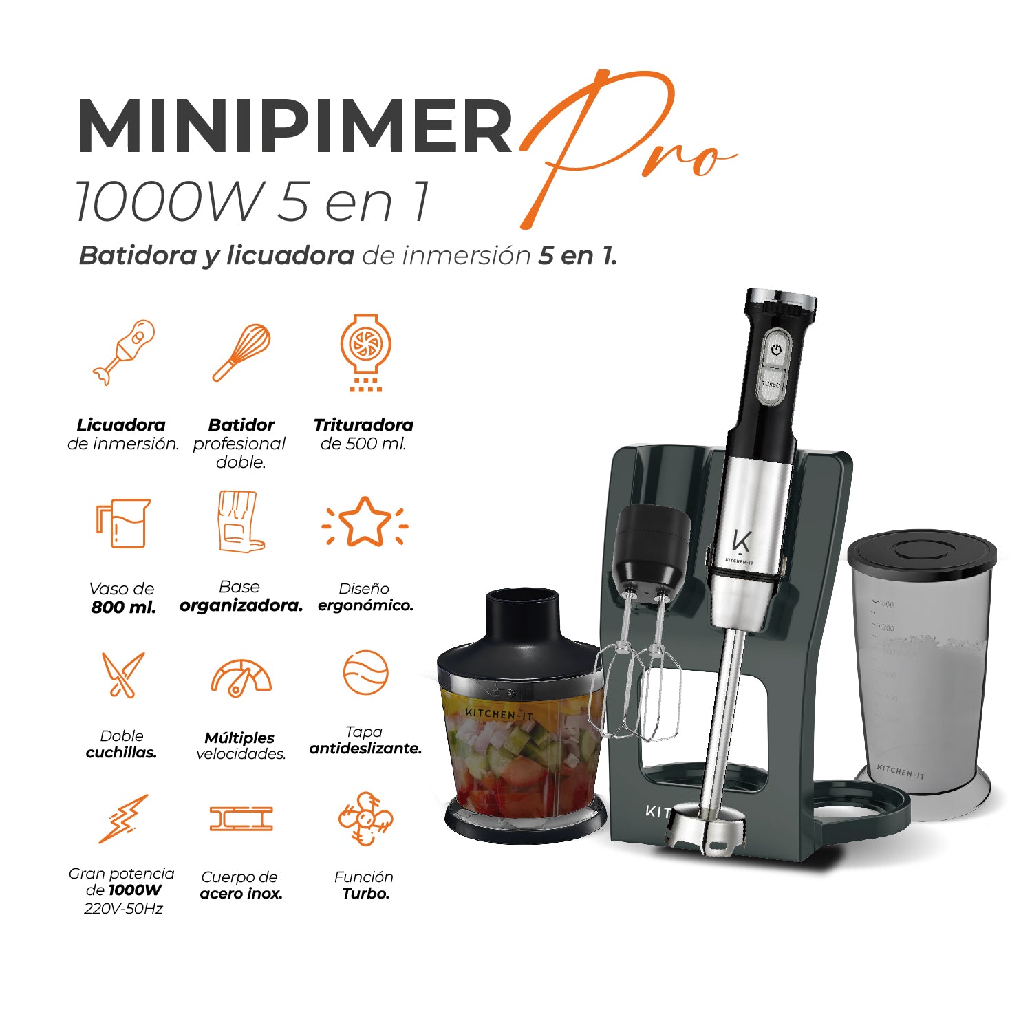 Minipimer Pro 1000W 5 en 1