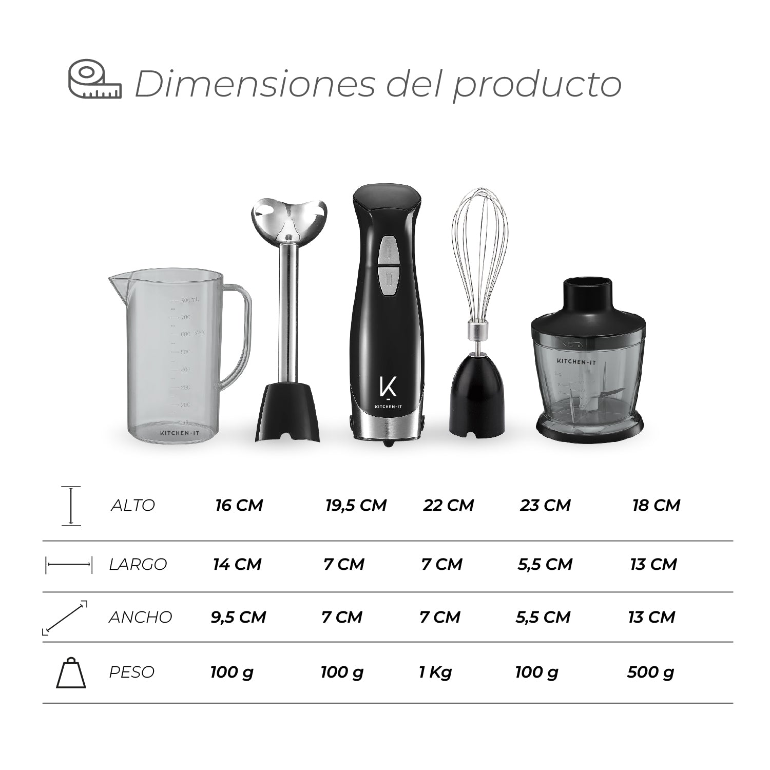 Minipimer Lite 600W 4 en 1