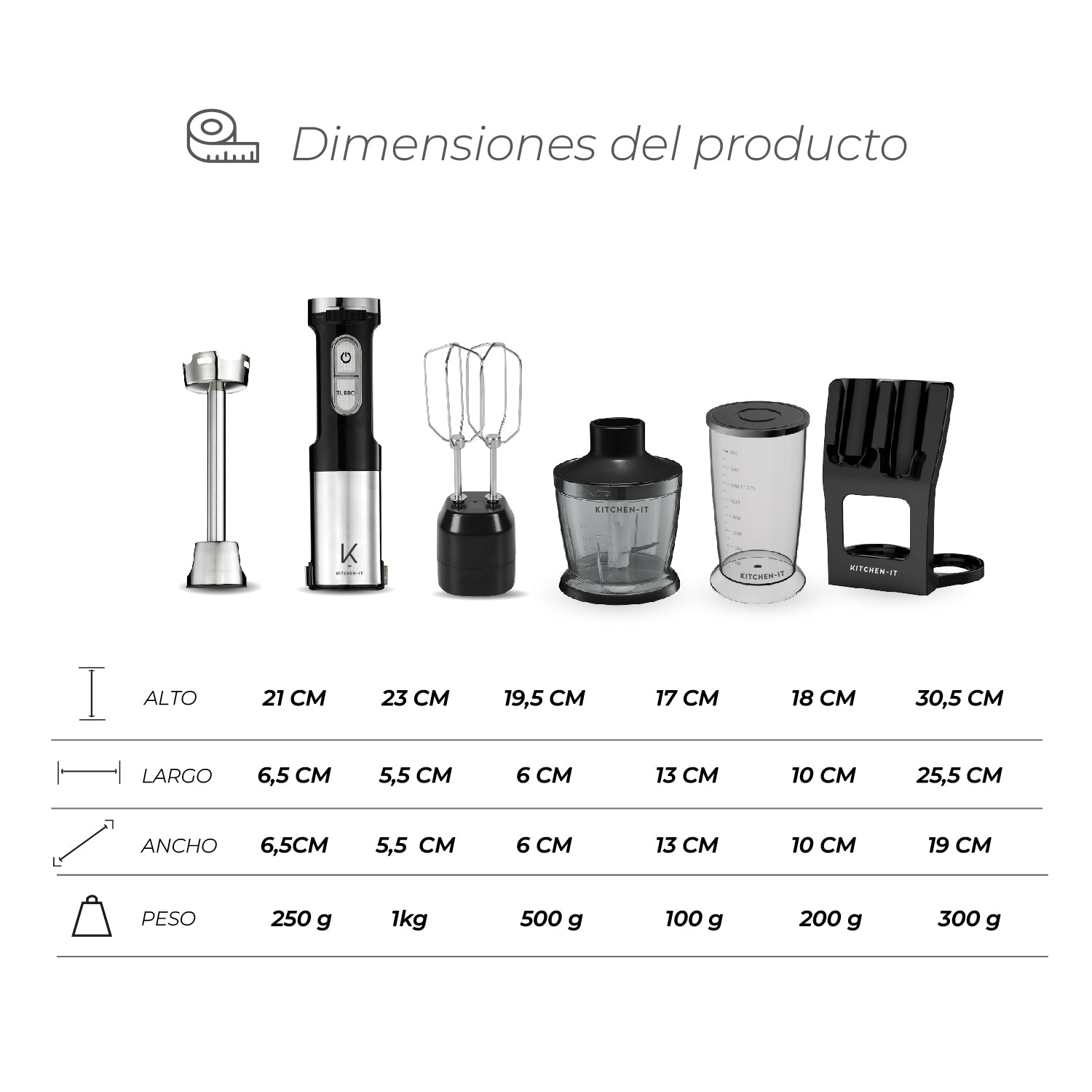 Minipimer Pro 1000W 5 en 1