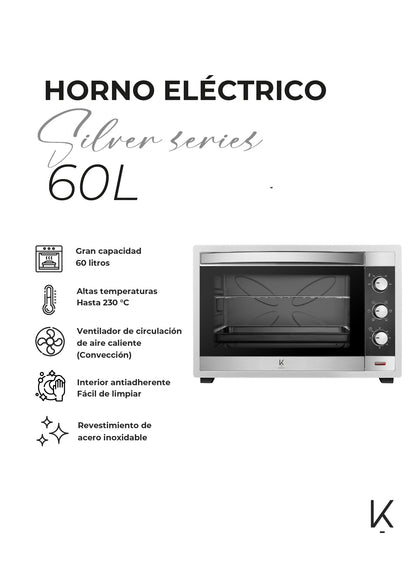 Horno Eléctrico Silver Series 60L Kitchen-It