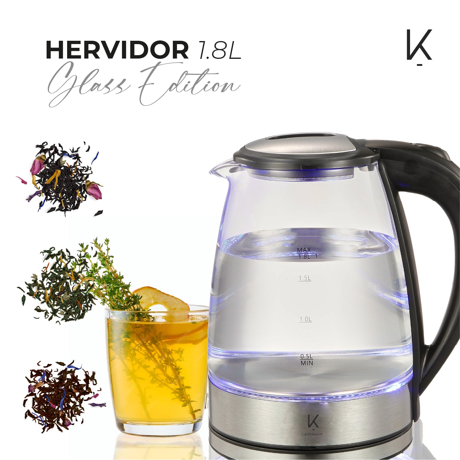 Hervidor Glass Edition 1.8L Kitchen-It