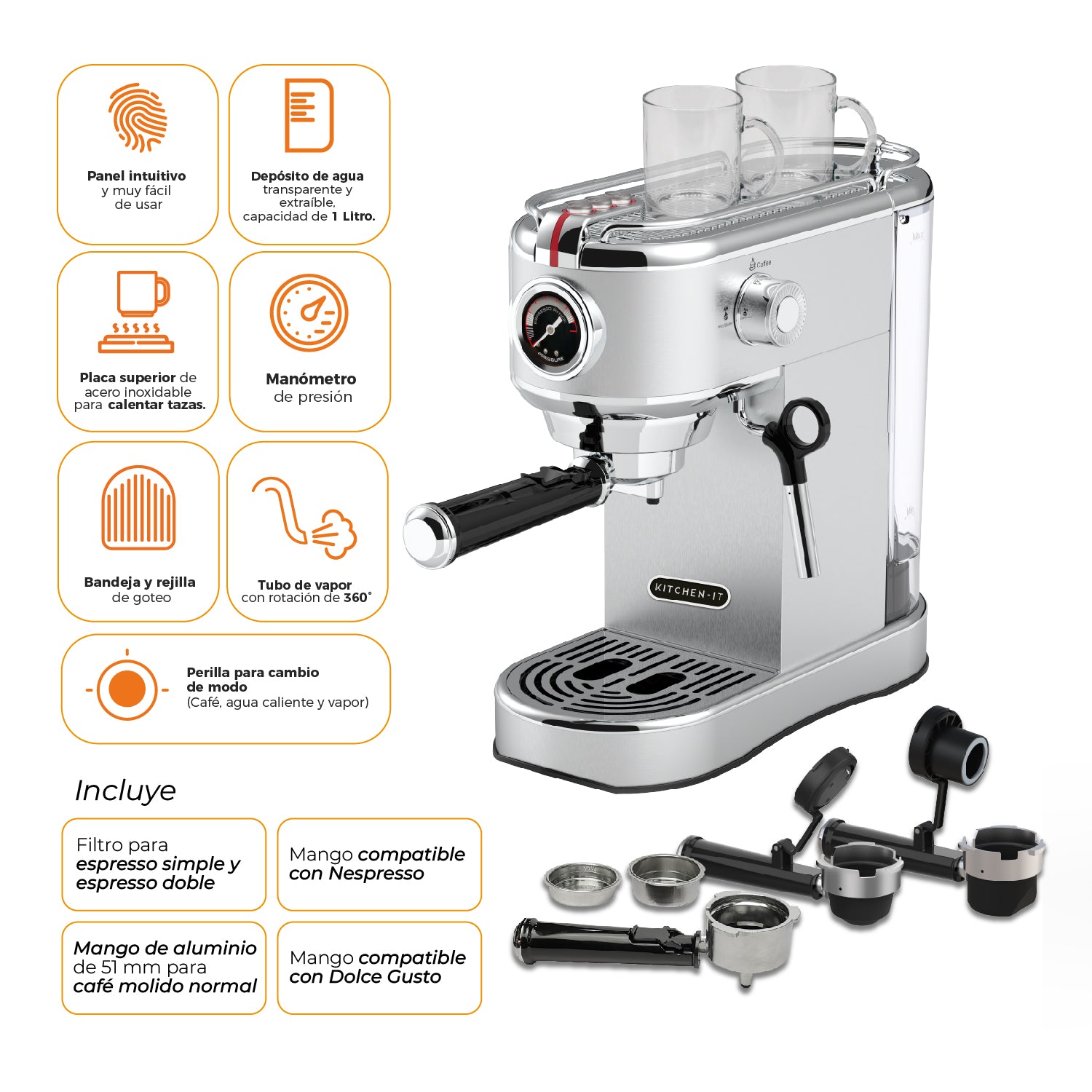 Cafetera Bari 5 en 1 Kitchen-It
