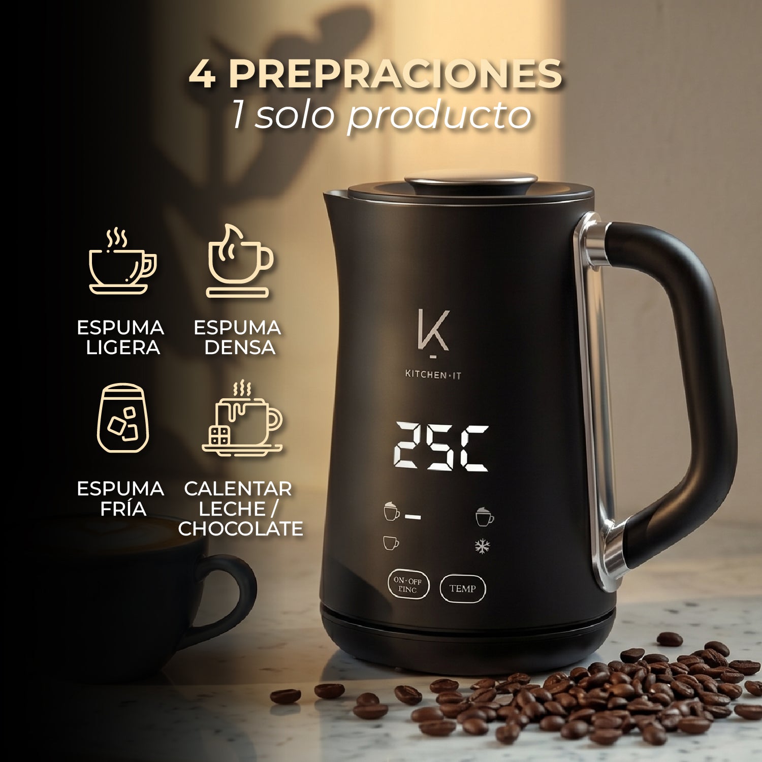 Espumador de Leche Eléctrico AeroTemp Pro 4 en 1