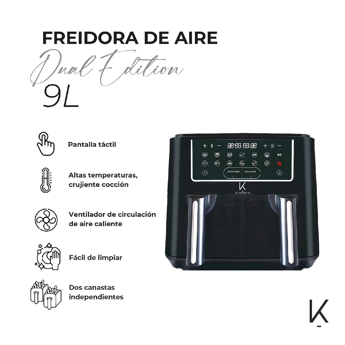 Freidora de Aire Dual Edition 9L Kitchen-It