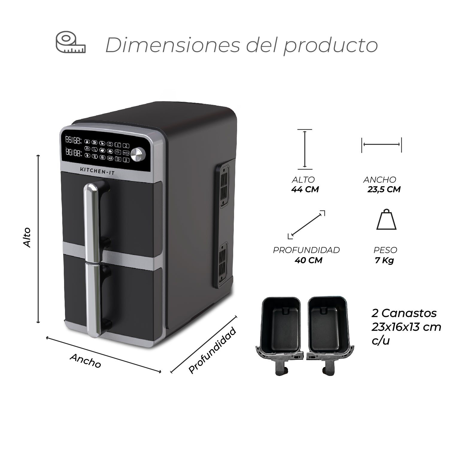 Freidora de Aire Dual Crisp XL 10L Kitchen-It