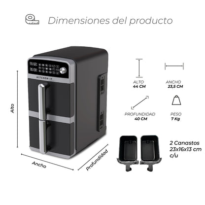 Freidora de Aire Dual Crisp XL 10L Kitchen-It