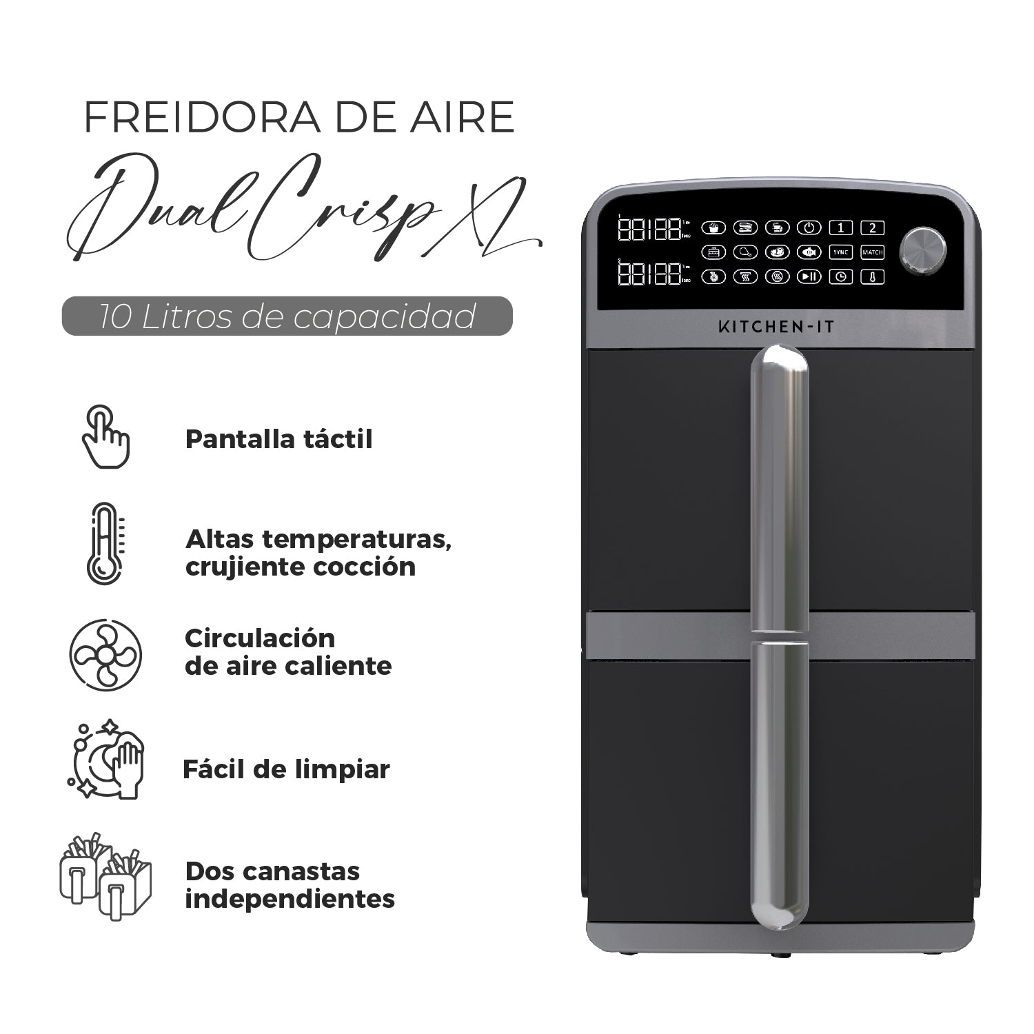 Freidora de Aire Dual Crisp XL 10L Kitchen-It