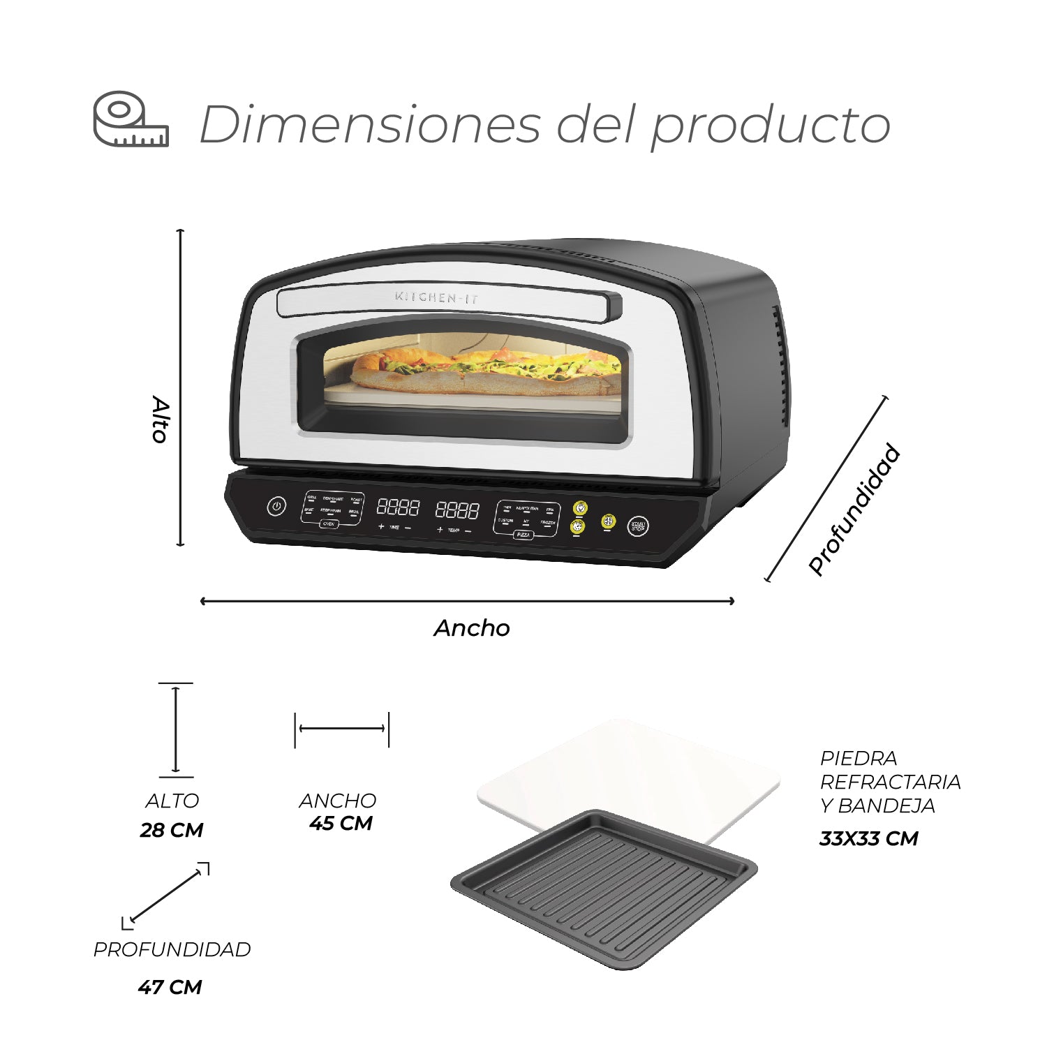Horno de Pizza y Multifuncional Fire Stone 12 en 1