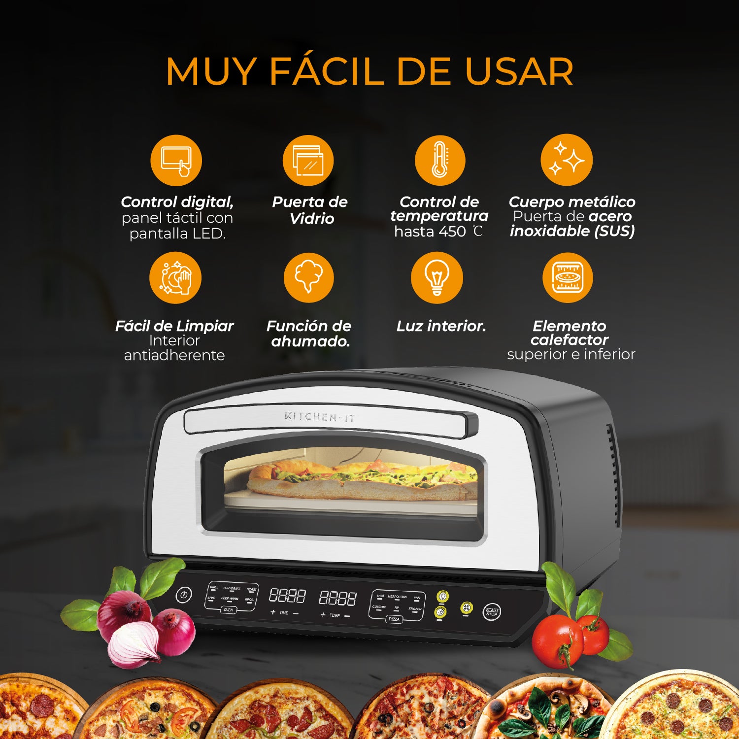 Horno de Pizza y Multifuncional Fire Stone 12 en 1