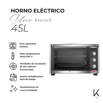 Horno Eléctrico Silver Series 45L Kitchen-It