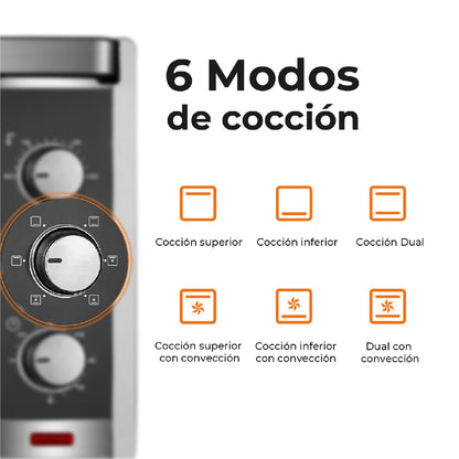 Horno Eléctrico Silver Series 45L Kitchen-It