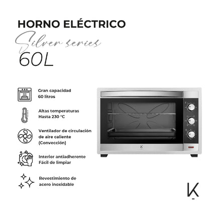 Horno Eléctrico Silver Series 60L Kitchen-It