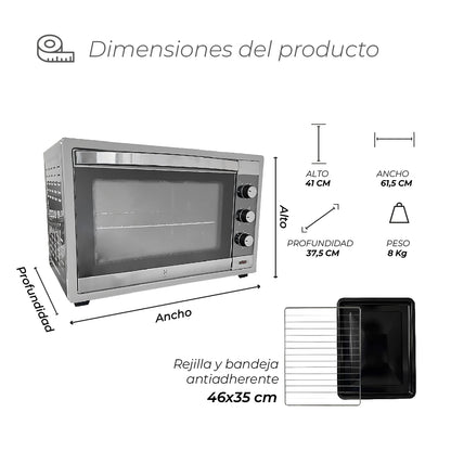 Horno Eléctrico Silver Series 60L Kitchen-It