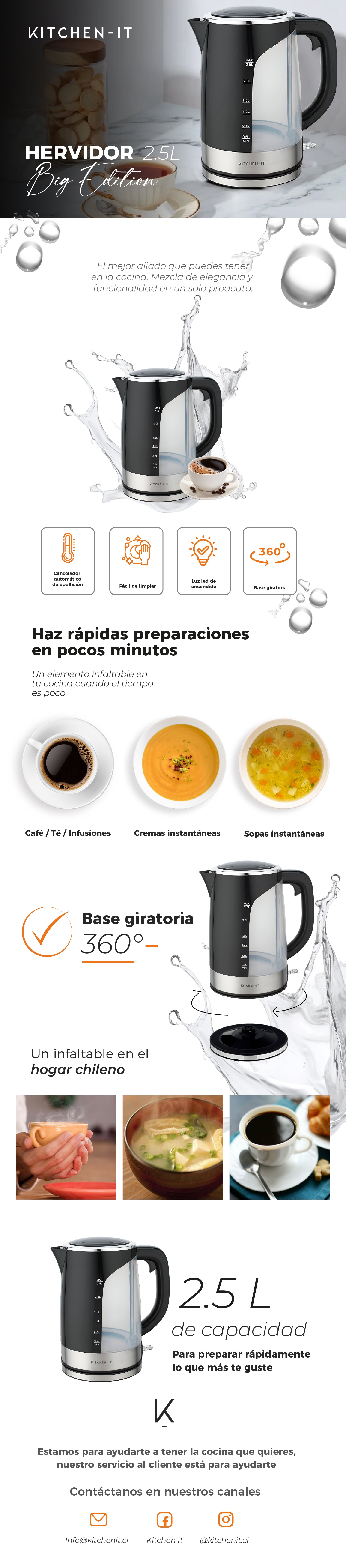 Hervidor Eléctrico Kitchen-It 2.5L