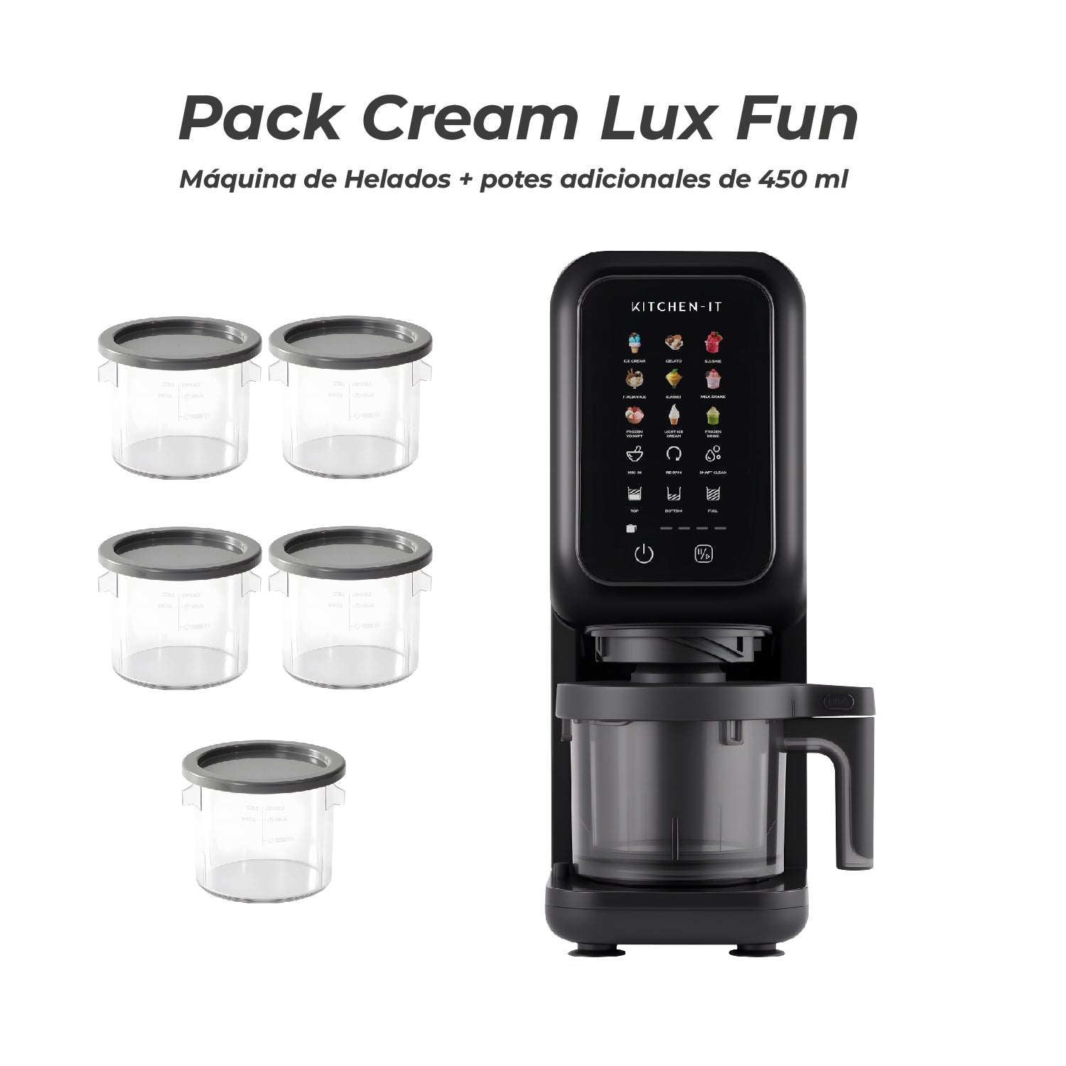 PACK CREAM LUX FUN Máquina de helados + 2 potes de 450ml