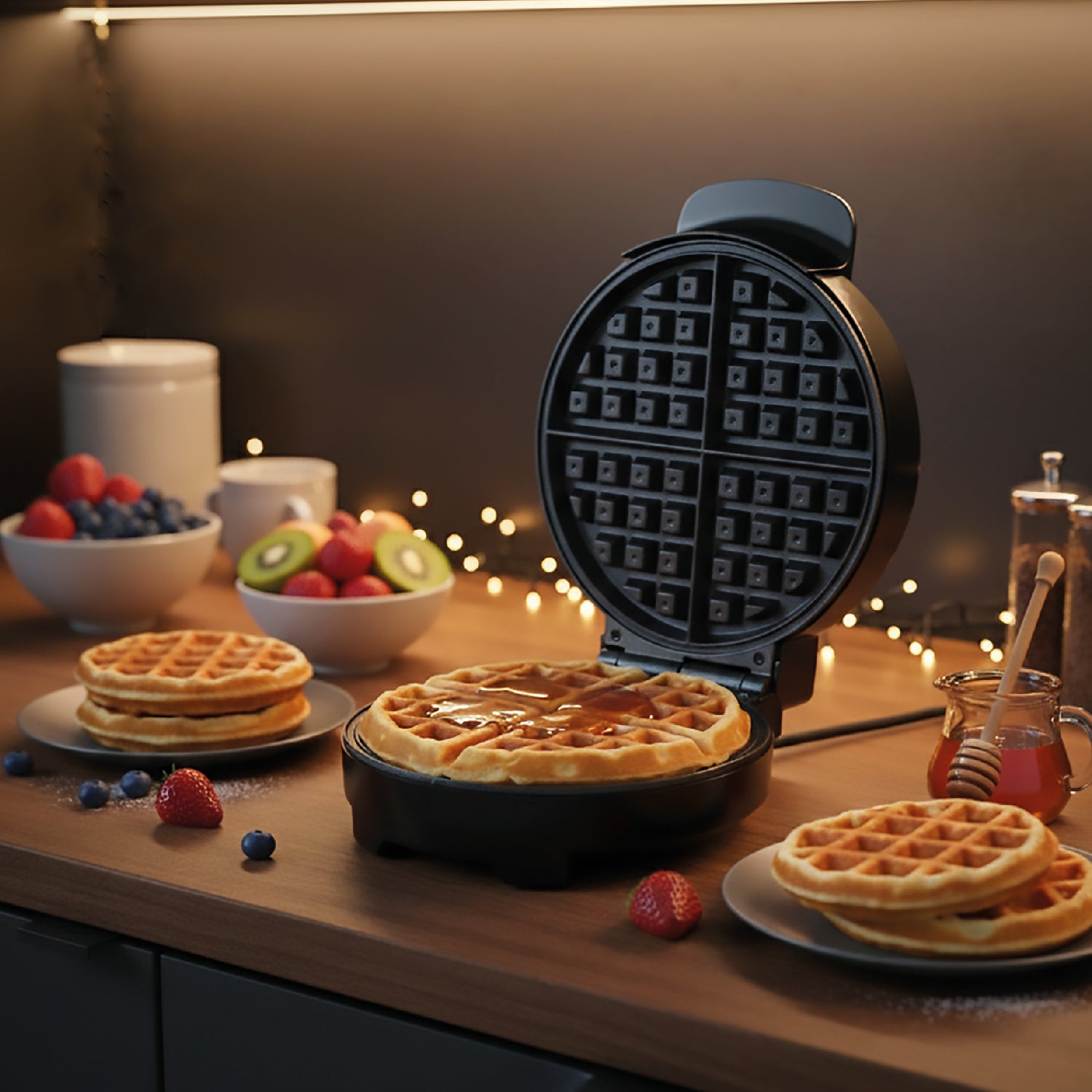 Máquina de Waffles Belgian Crisp con Revestimiento de Cerámica Antiadherente