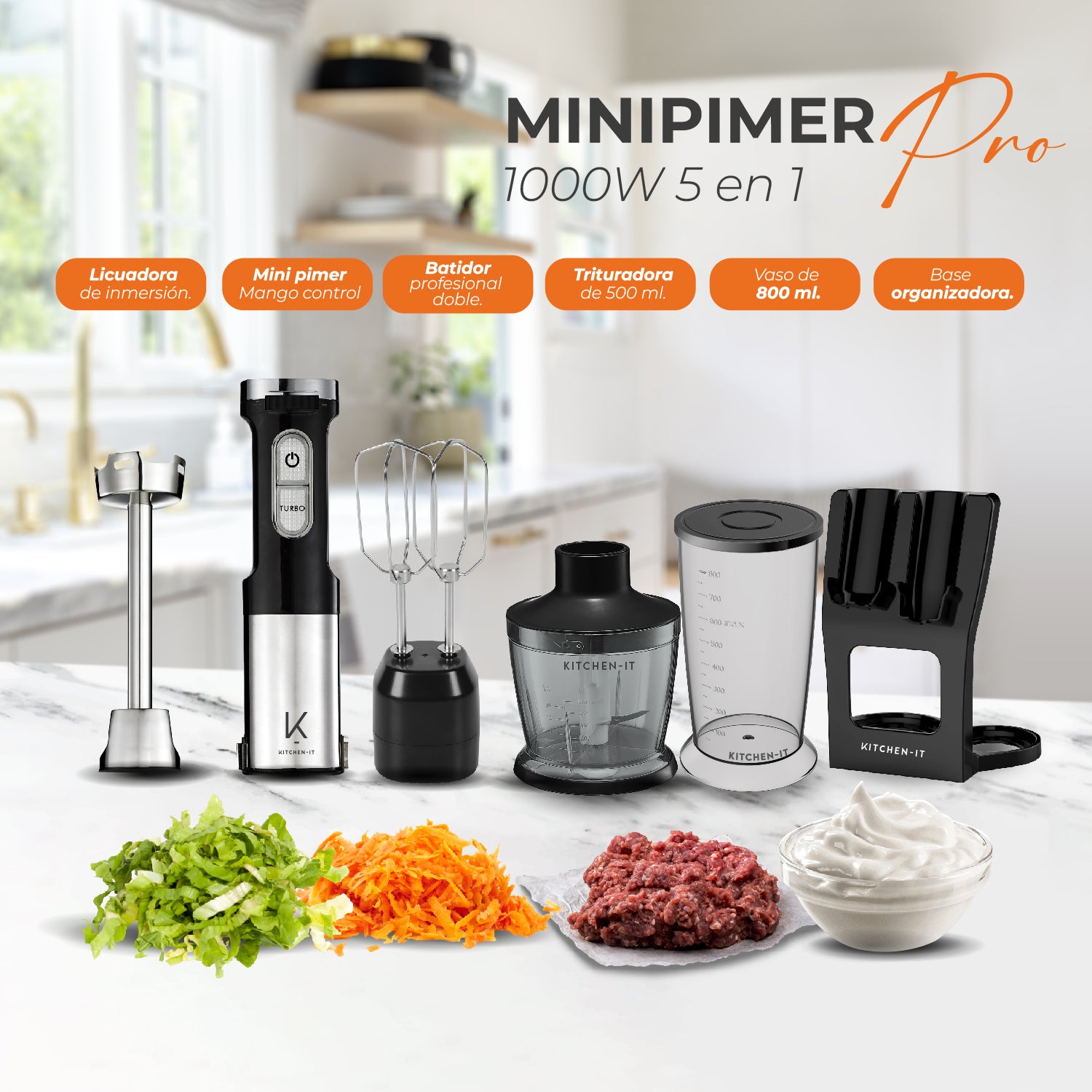 Minipimer Pro 1000W 5 en 1