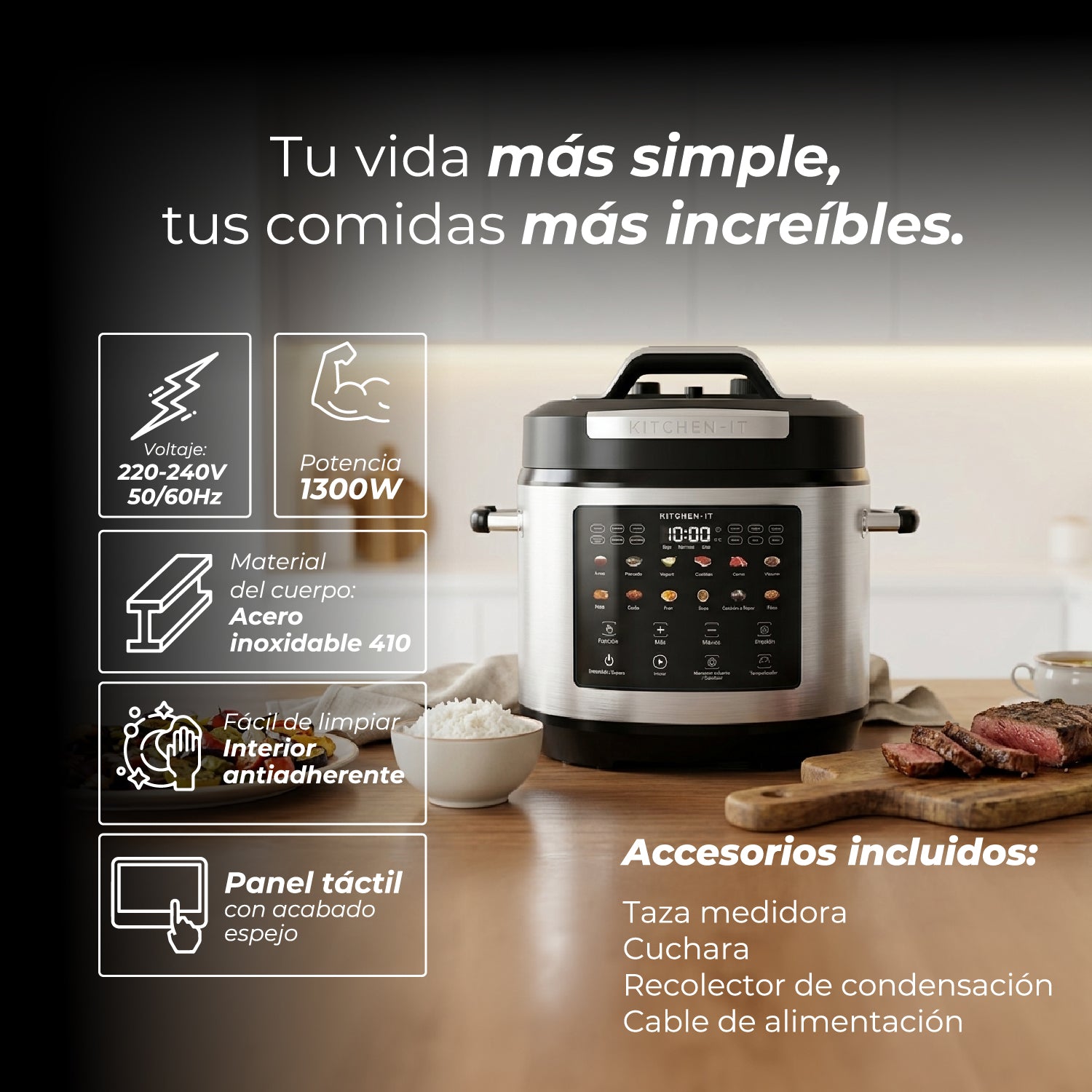 Olla a Presión Eléctrica Multifuncional 8L 27 en 1 | Multicooker XL Power Cook