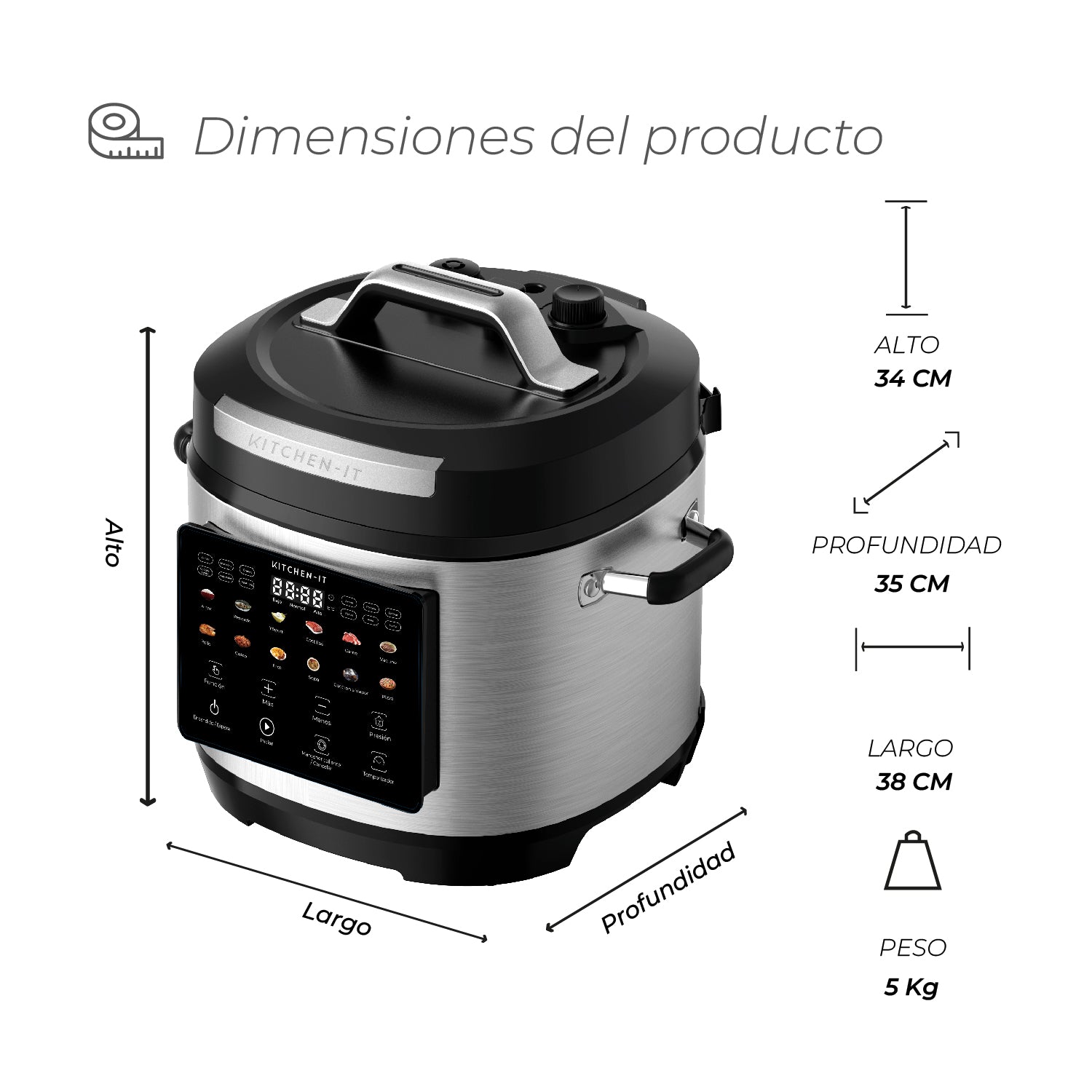 Olla a Presión Eléctrica Multifuncional 8L 27 en 1 | Multicooker XL Power Cook