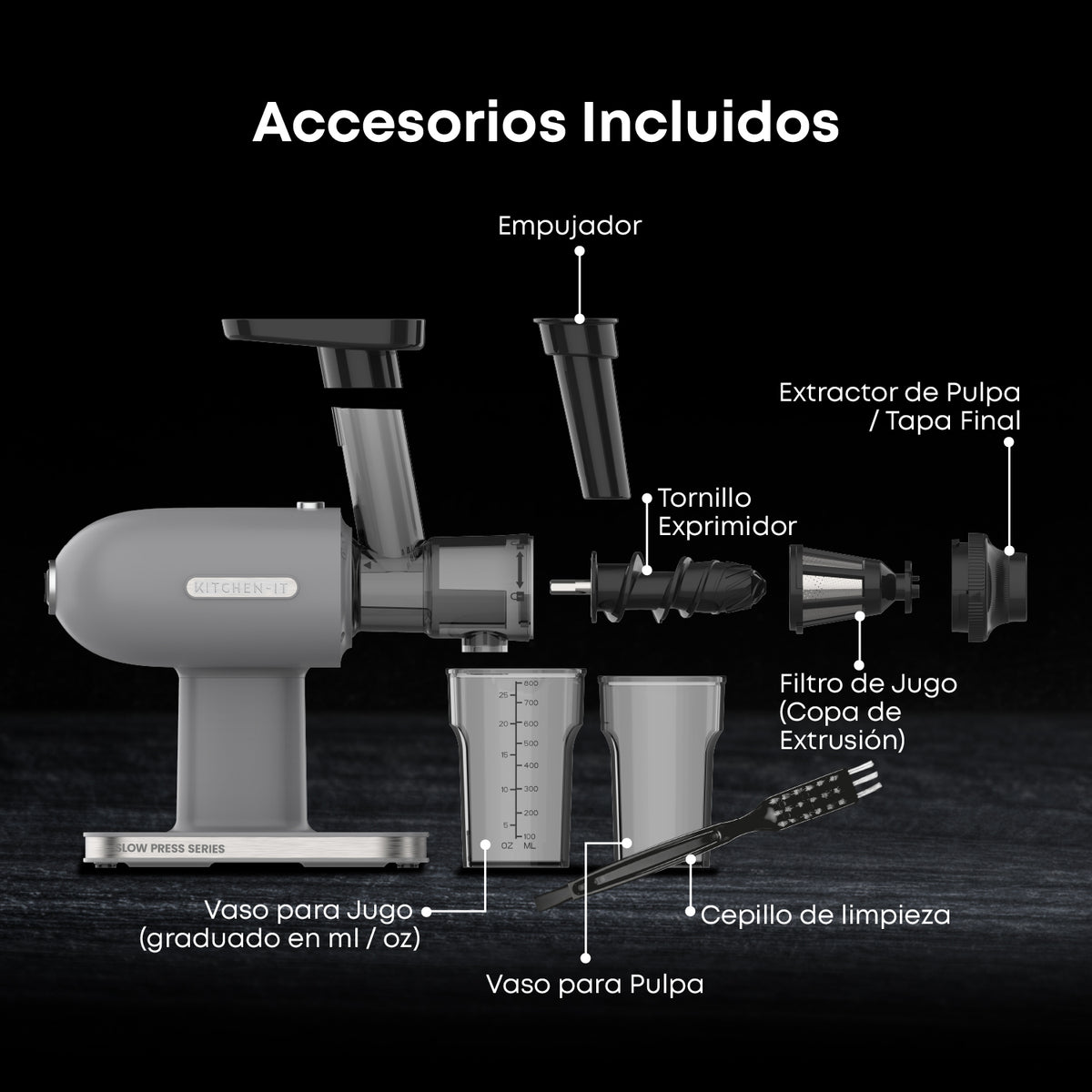 Prensadora de Jugo en Frío Slow Press Compact 160W