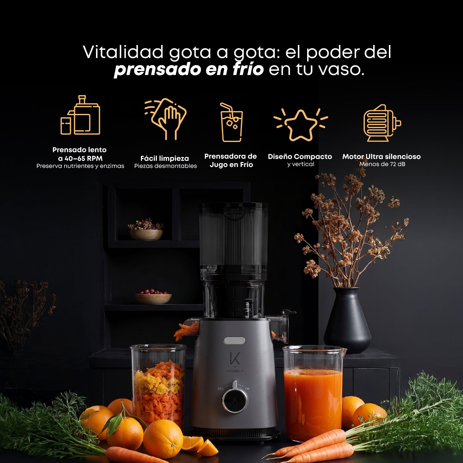 Prensadora de Jugo en Frío Slow Press Pro 200W